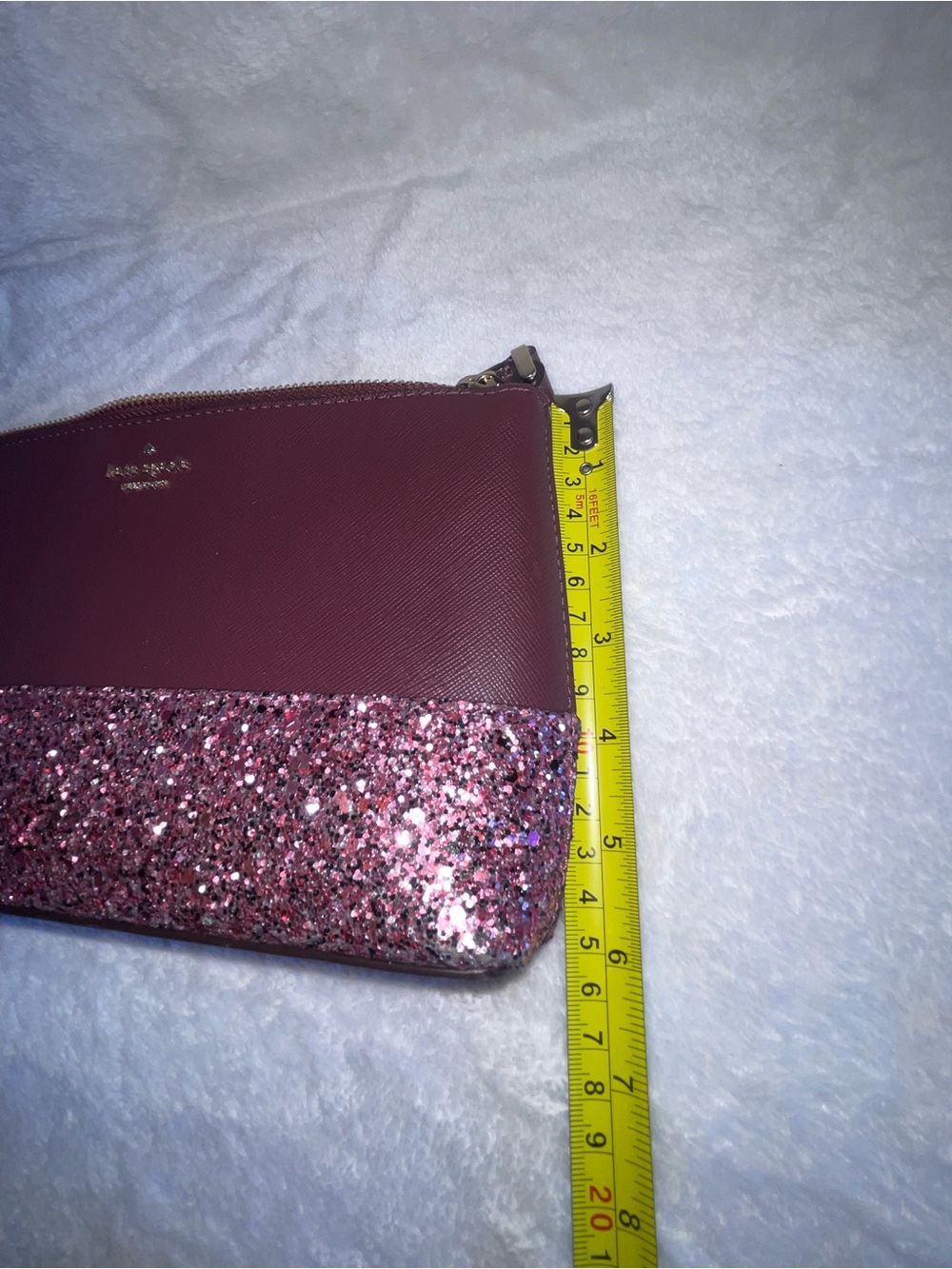 kate spade plum crossbody with pink-purple glitter trim excellent condition - Picture 6 of 9